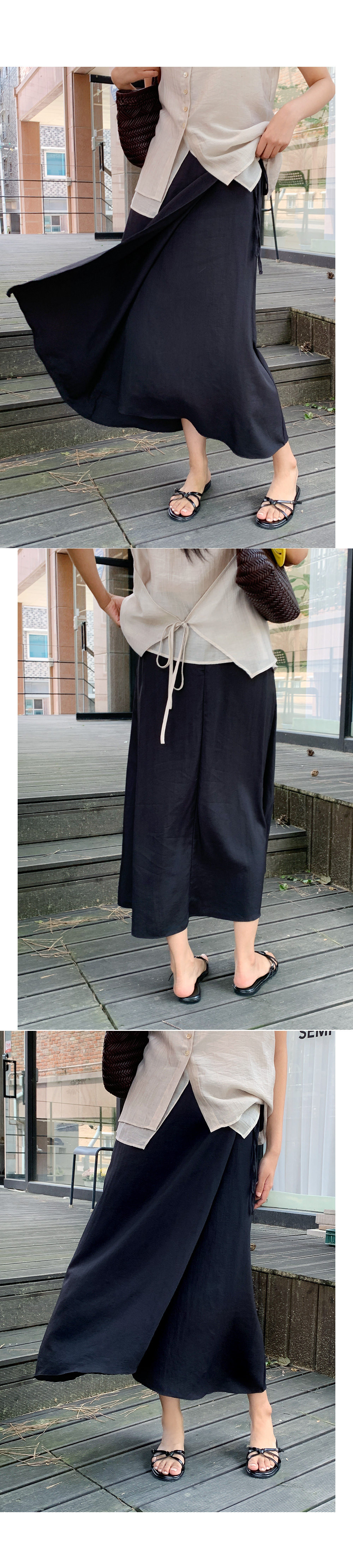 Elastic Back Wrap Ribbon A-Line Long Skirt | Most LOVED Korean